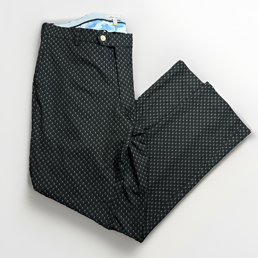 Peter Millar Skull & Crossbones Golf Pants Mens 35x32 Black Gray Performance